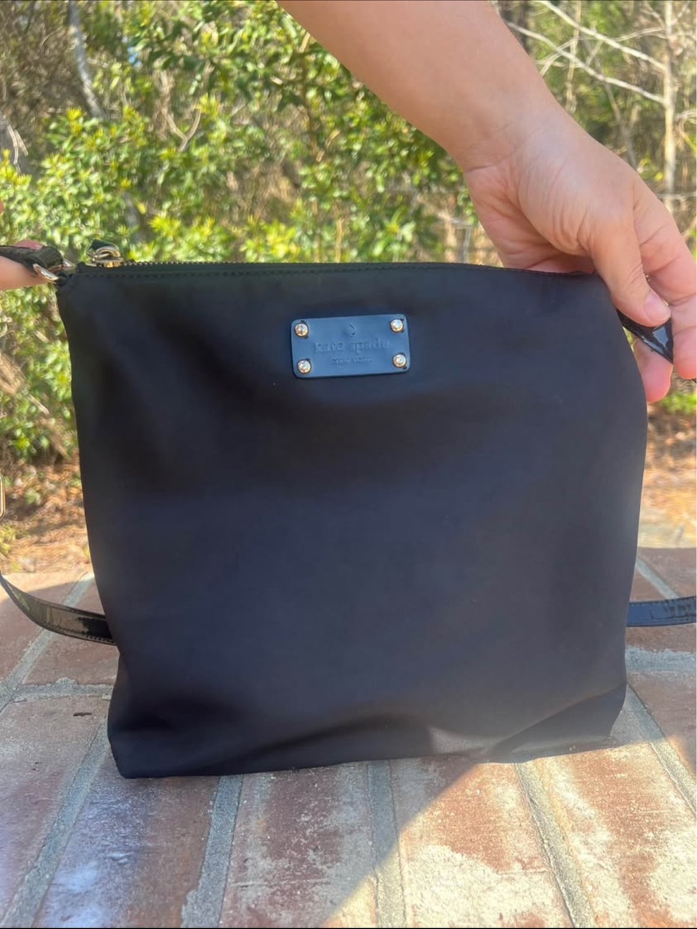 kate spade black nylon messenger crossbody bag